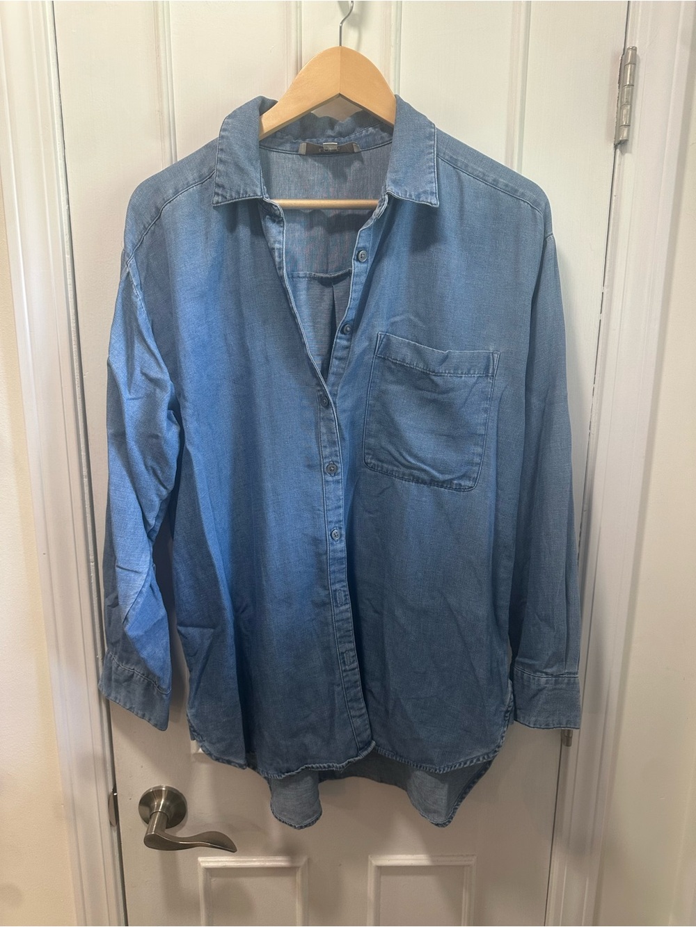 Women’s oversized Lightweight Blue Denim Button-Up Shirt